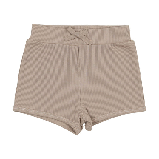 RIBBED TRACK SHORTS- TAUPE