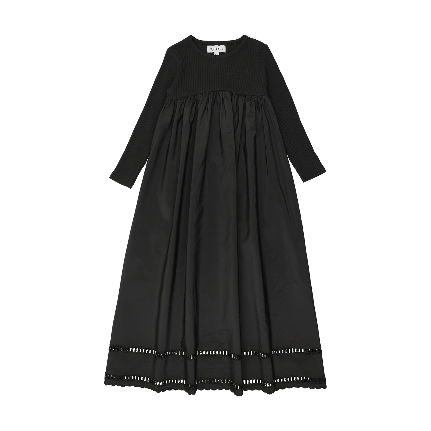 Navy Mixed Media LS Robe (Maxi)
