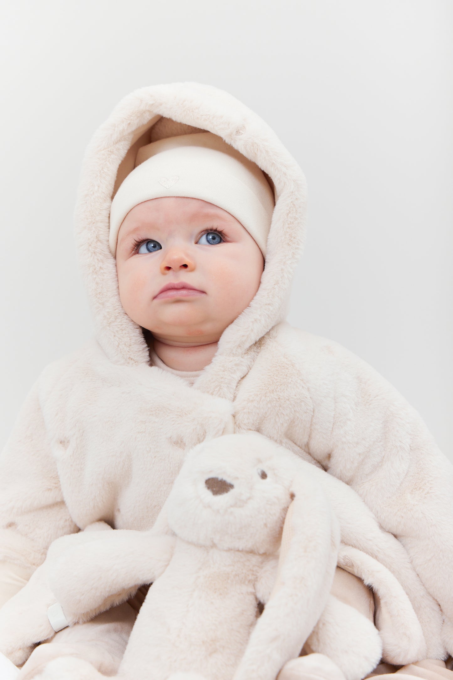 Embroidered Heart Fur Jacket & Hat