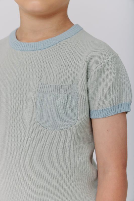 Light Sage Grid Texture Sweater