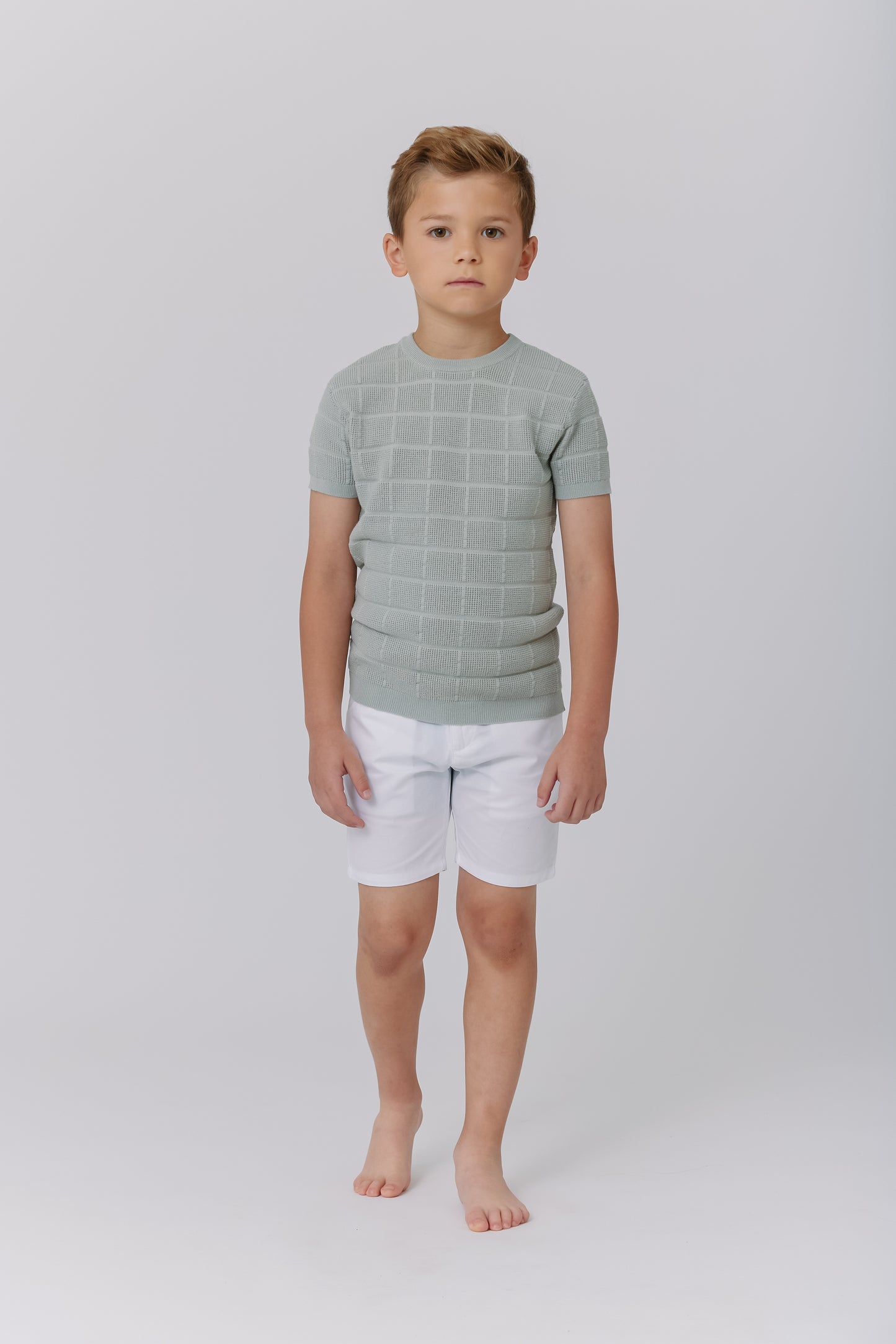 Light Sage Grid Texture Sweater