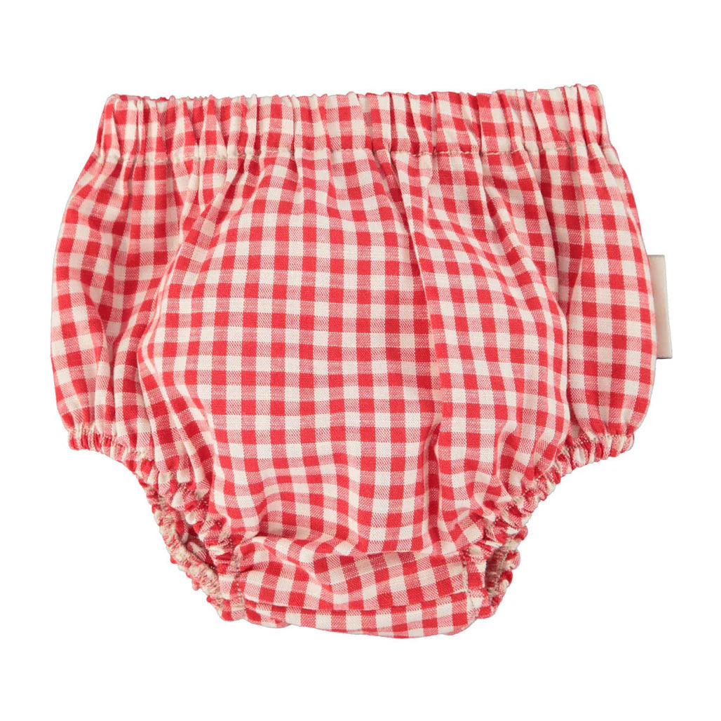 Red & Ecru Checkered Baby Bloomers