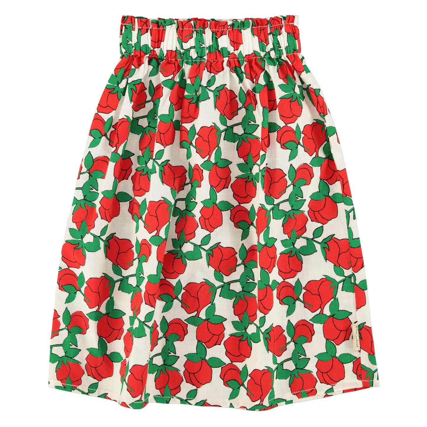 Red Roses Print Long Skirt