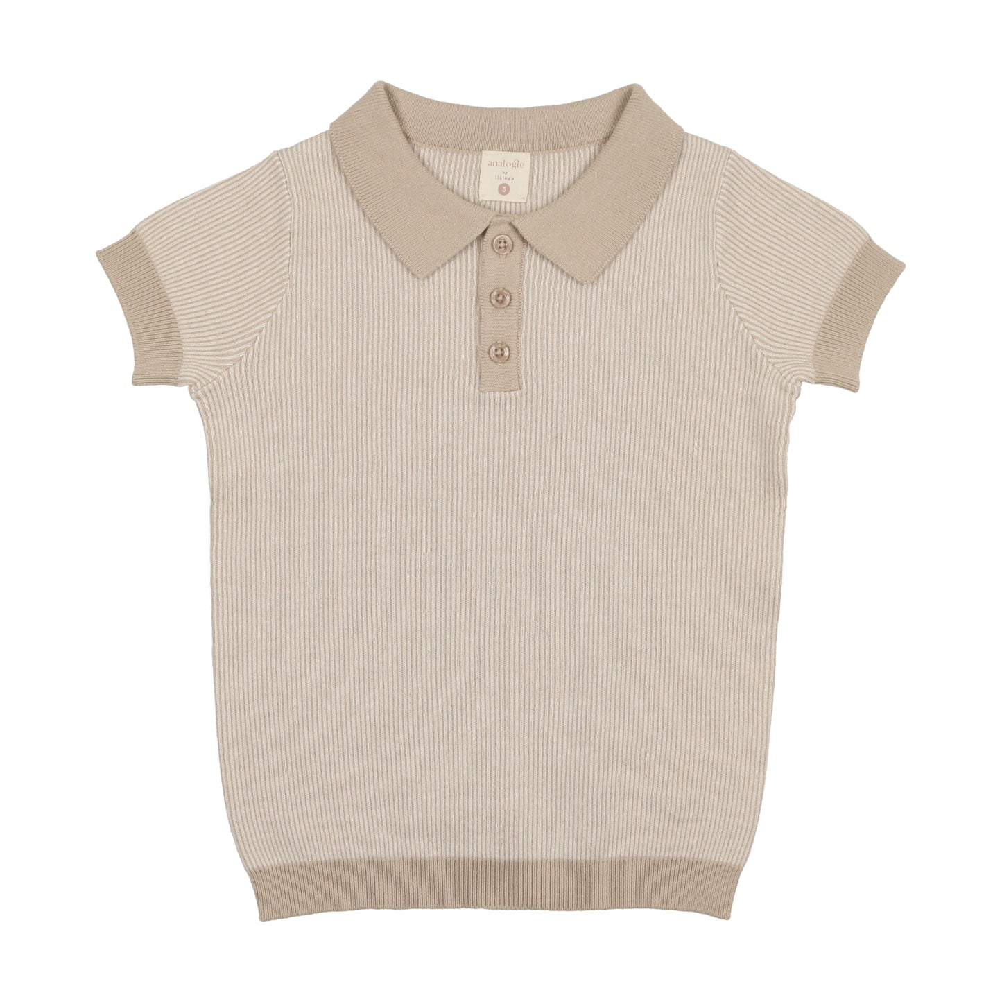 KNIT POLO SHORT SLEEVE- TAUPE STRIPE
