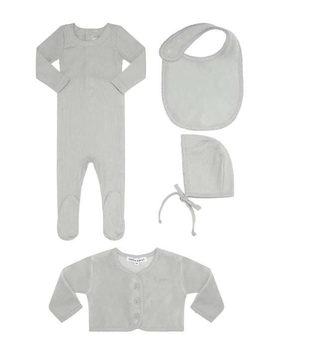 Gift Box Baby Stretchy with velour cardigan- Light Blue