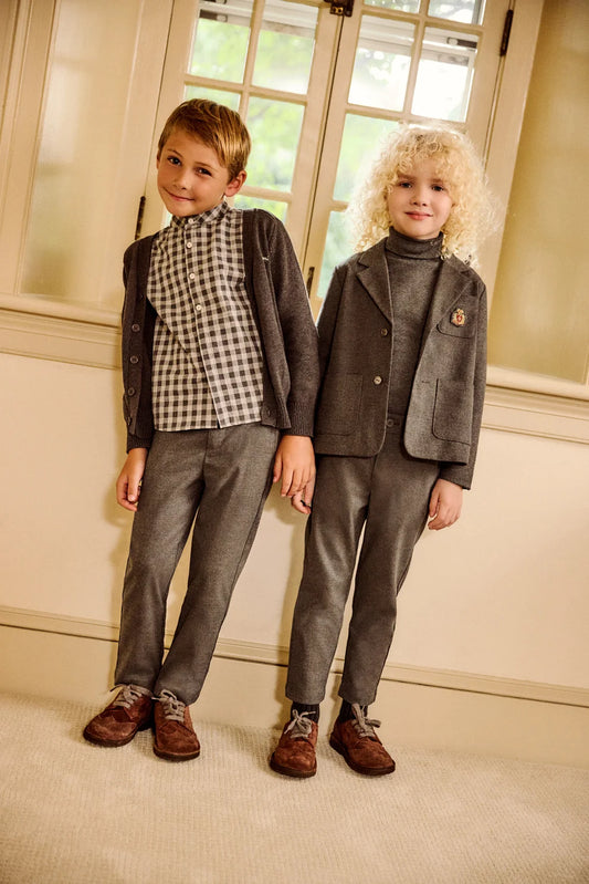 Patterned Boy's Shirt - Grey
