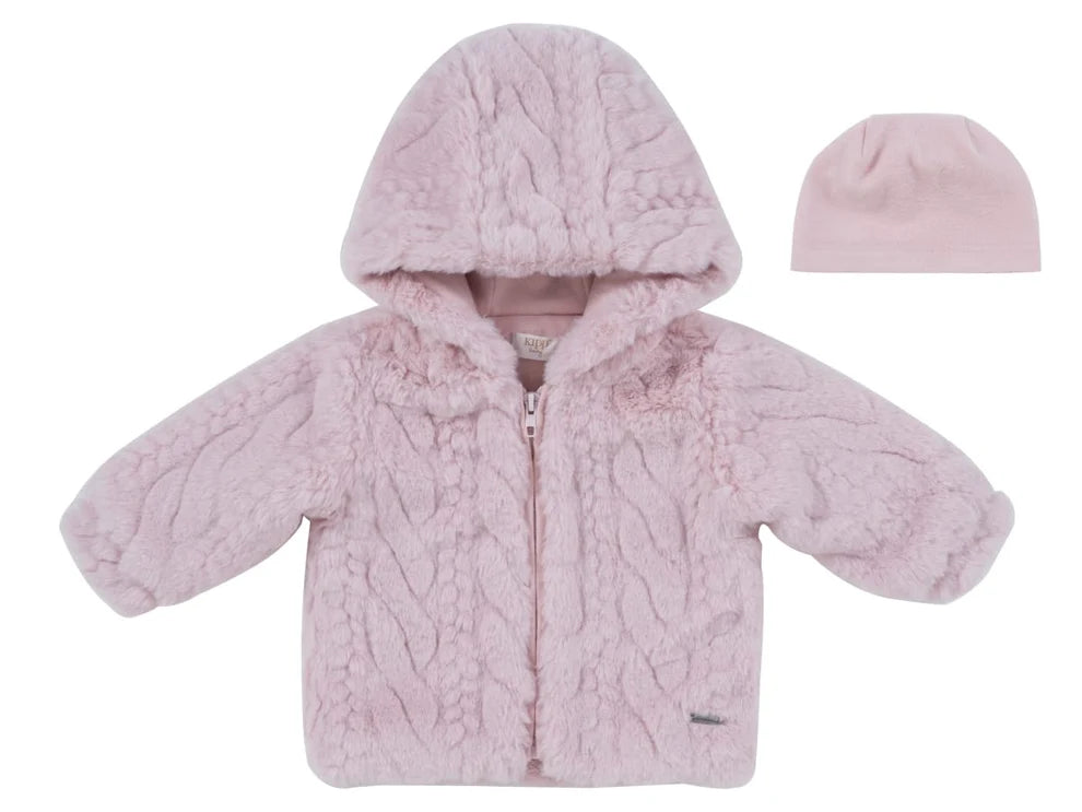Atelier Cable Fur Jacket & Hat - Pink