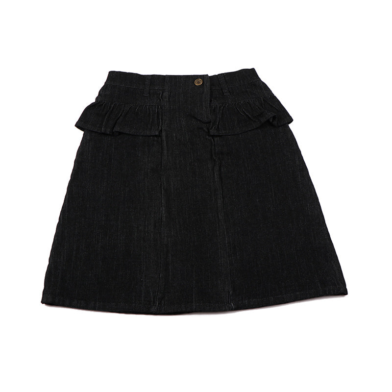 Snap Collection - Black Denim Skirt