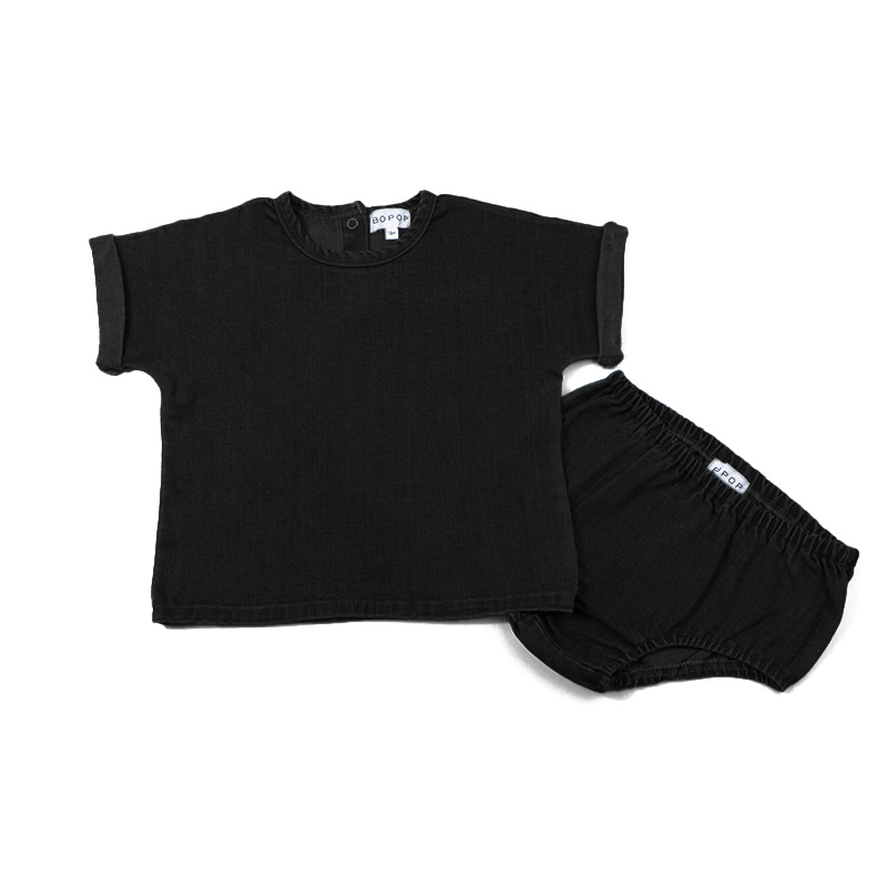 Snap Collection - Black Denim Baby Set