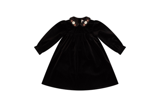 Black Velvet Embroidered Dress