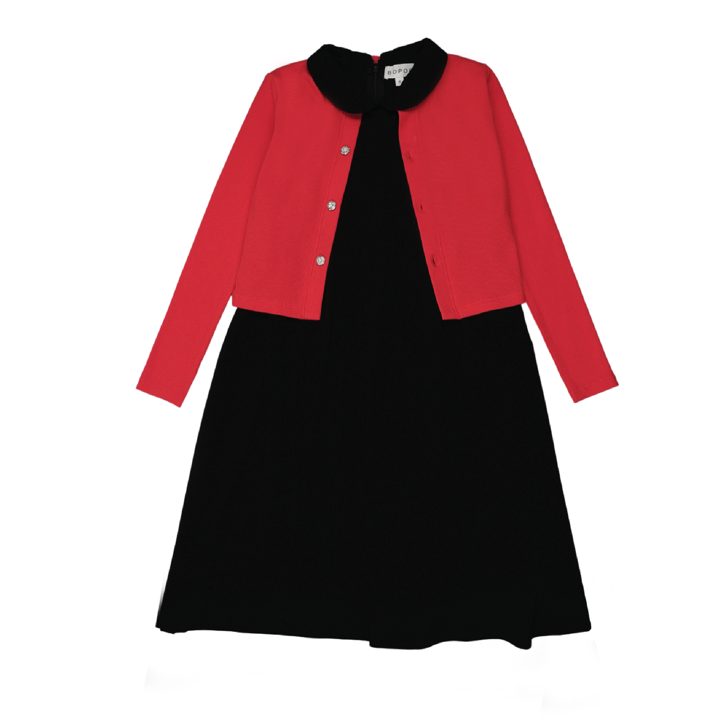 Sleeveless Maxi - Short with Red Cardigan