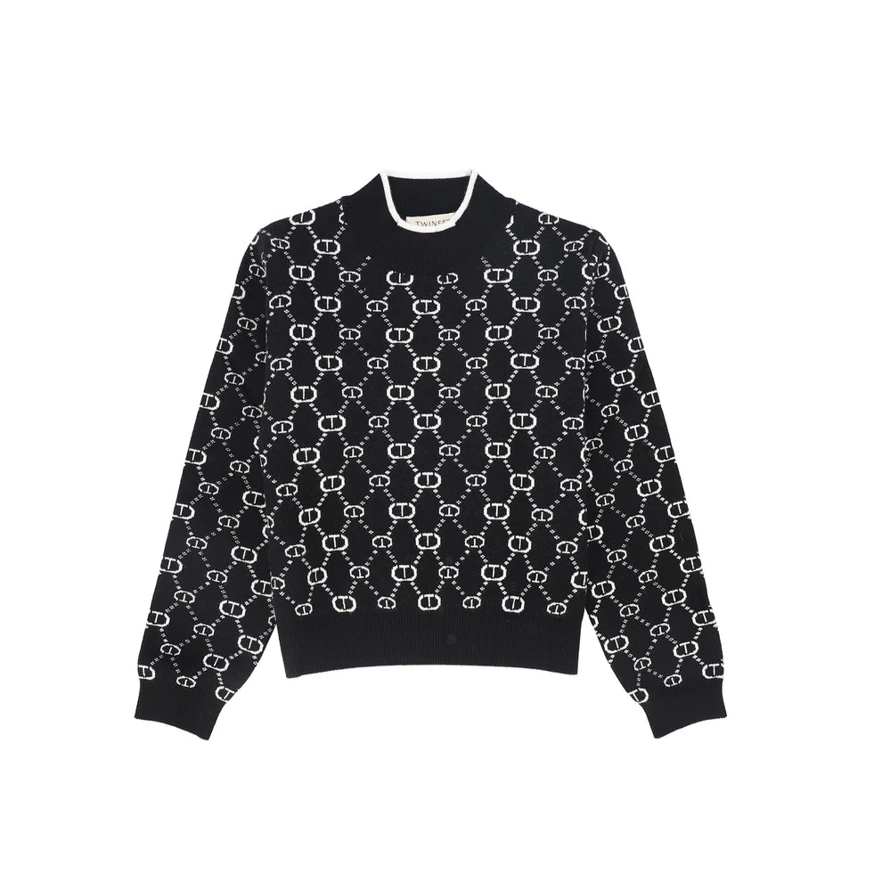 KNITTED SWEATER BLACK/OFF WHITE MICRO LOGO