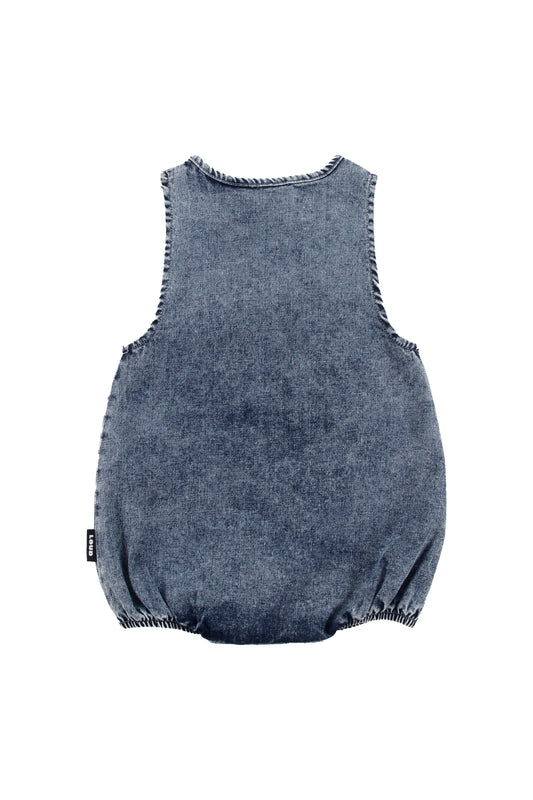 TUFFO MID BLUE STONE WASH ROMPER