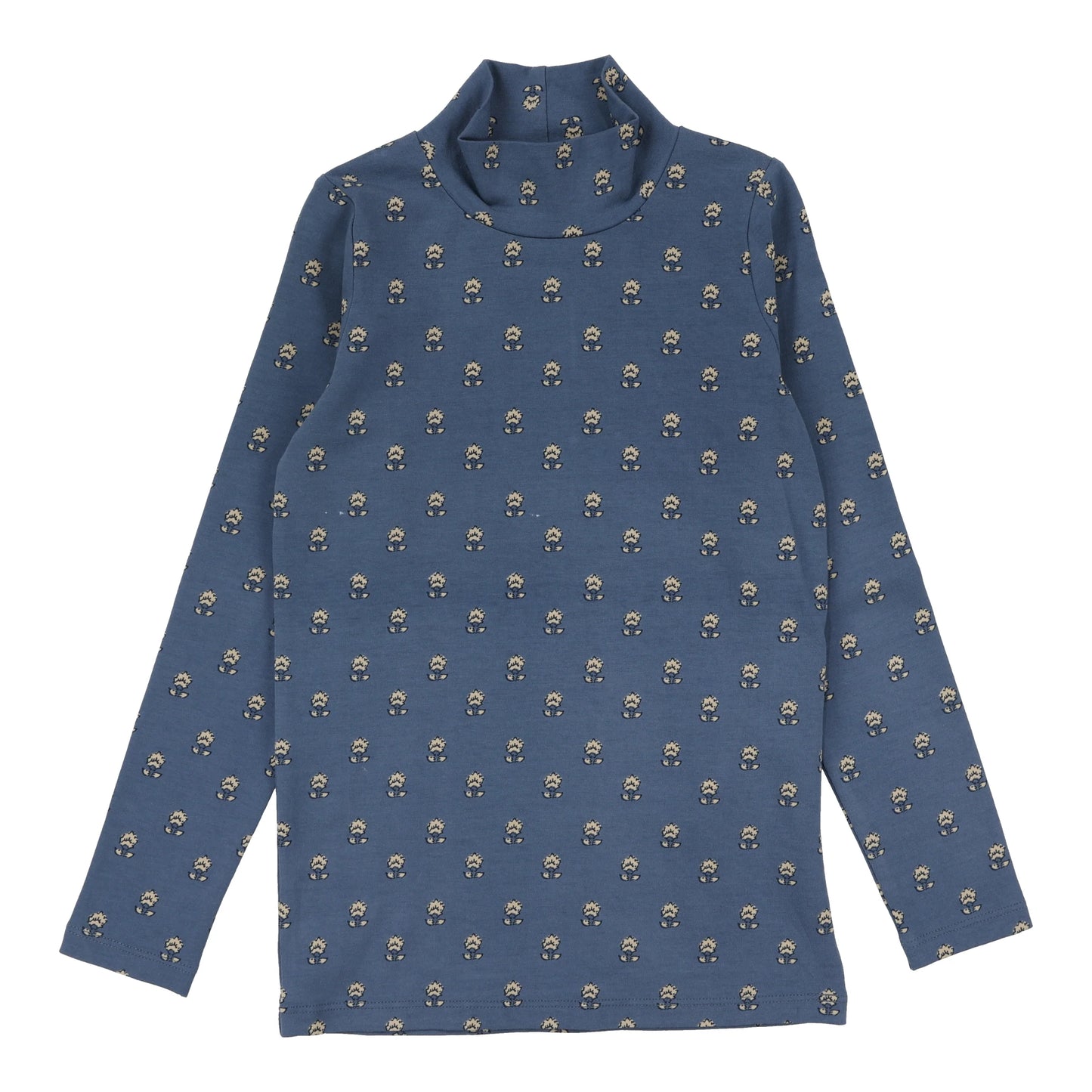 Vintage Floral Mockneck - Off Blue