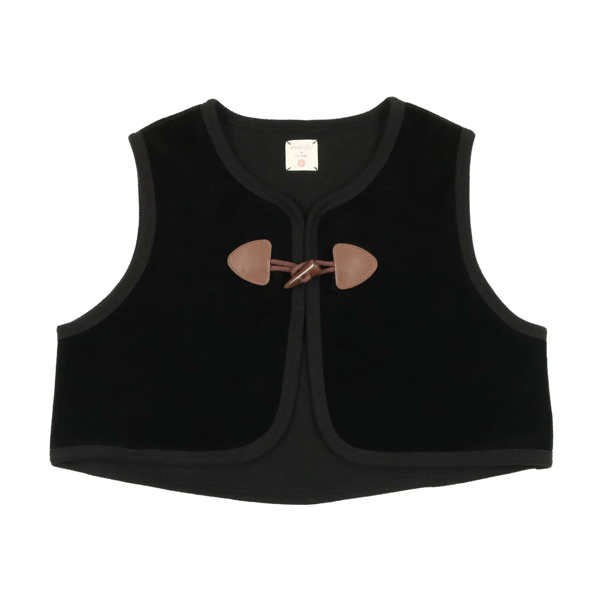 Velour Toggle Vest - Black