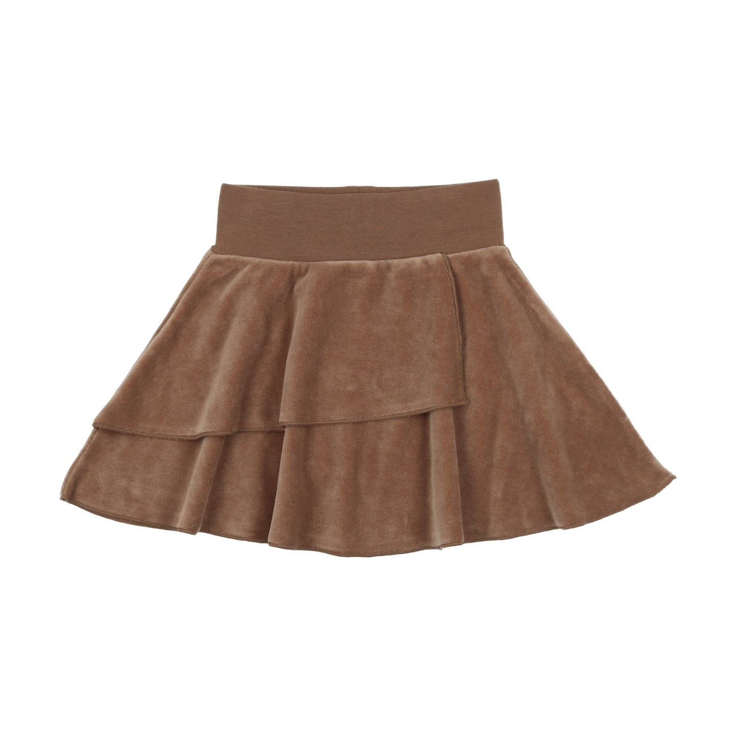 Velour Layered Skirt Camel