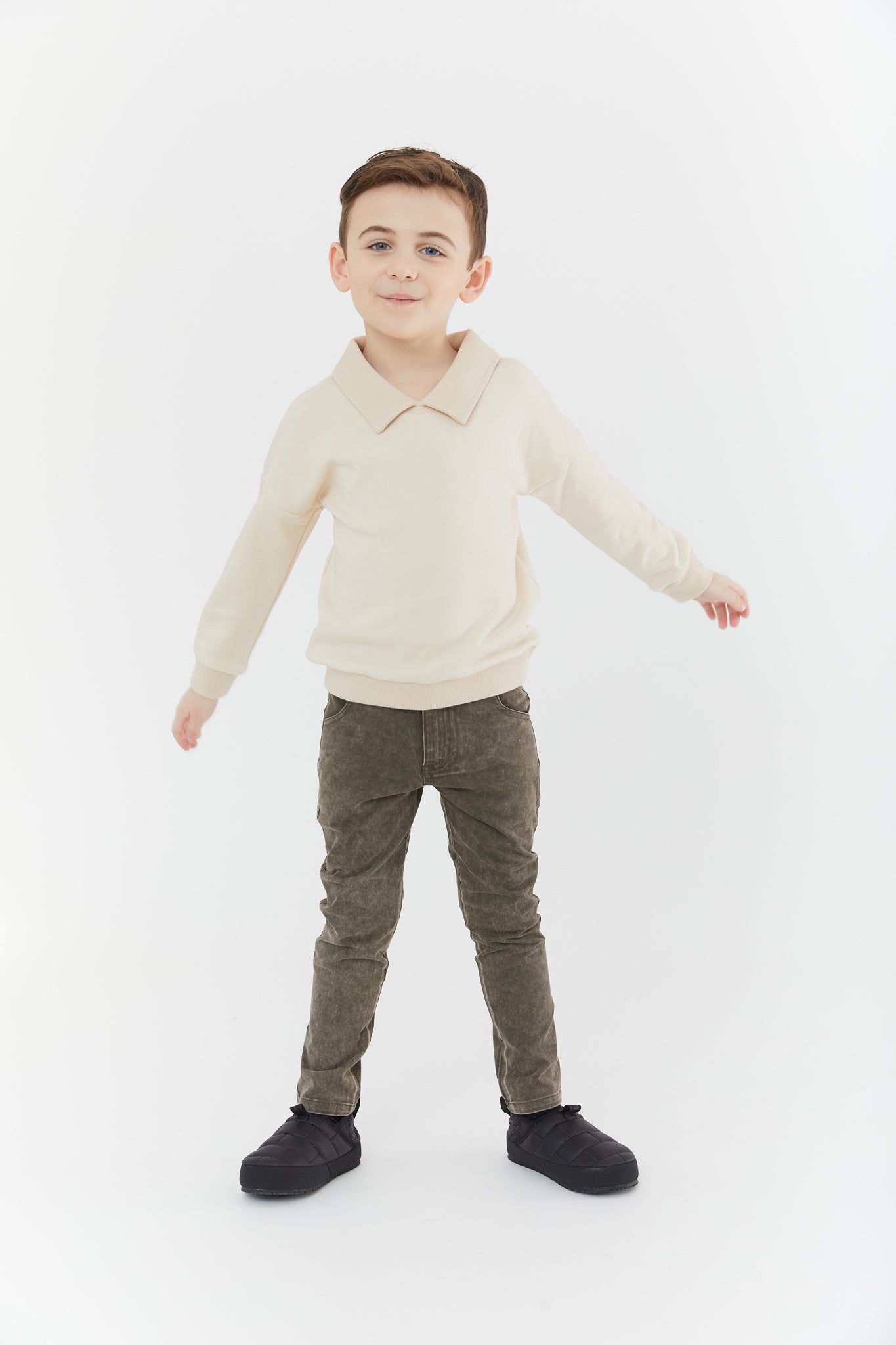 Polo Sweatshirt- Stone