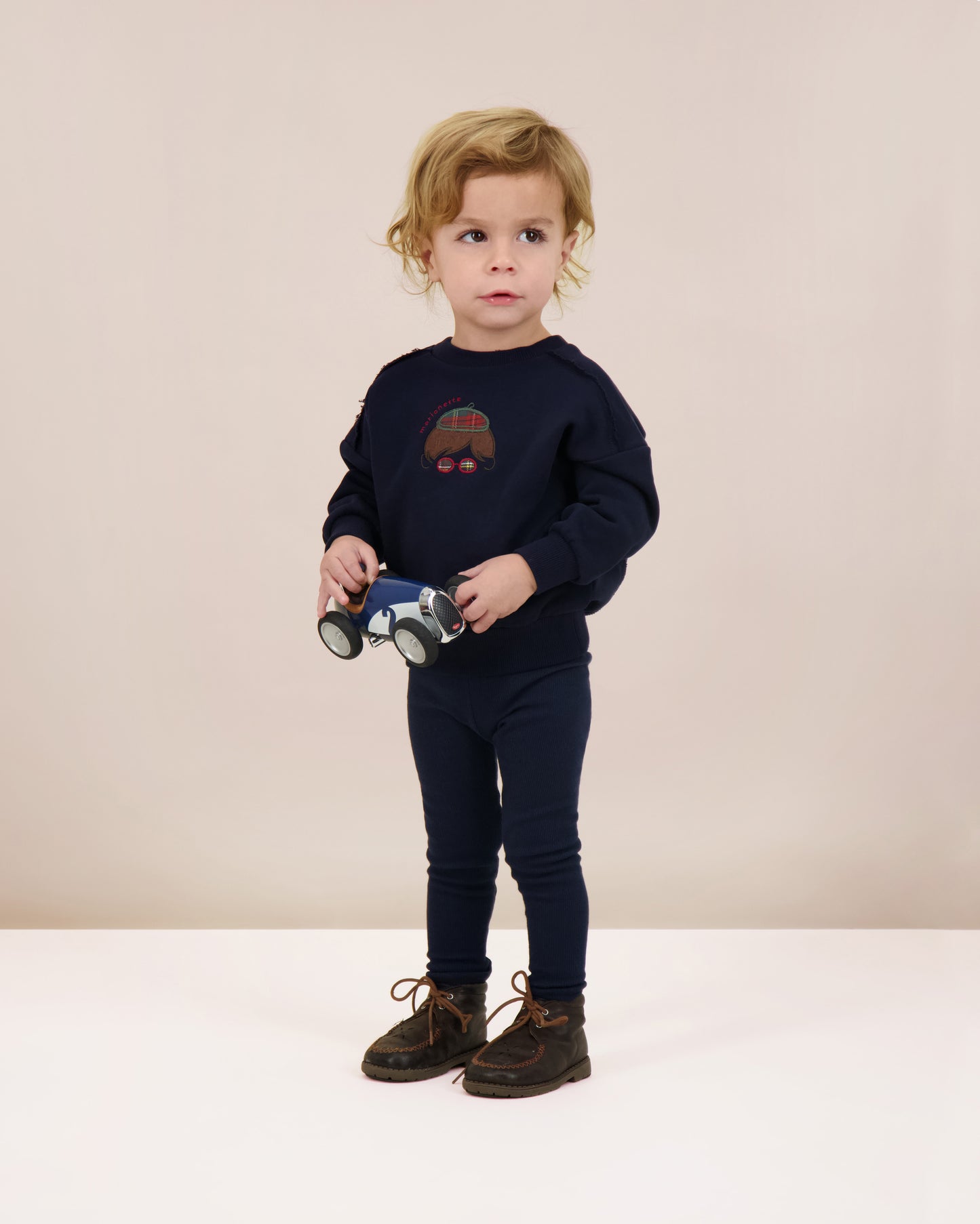 Plaid Detail Boys Sweatshirt Navy