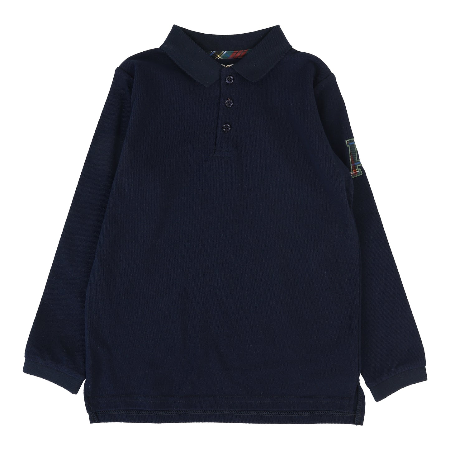 Plaid Detail Polo Navy