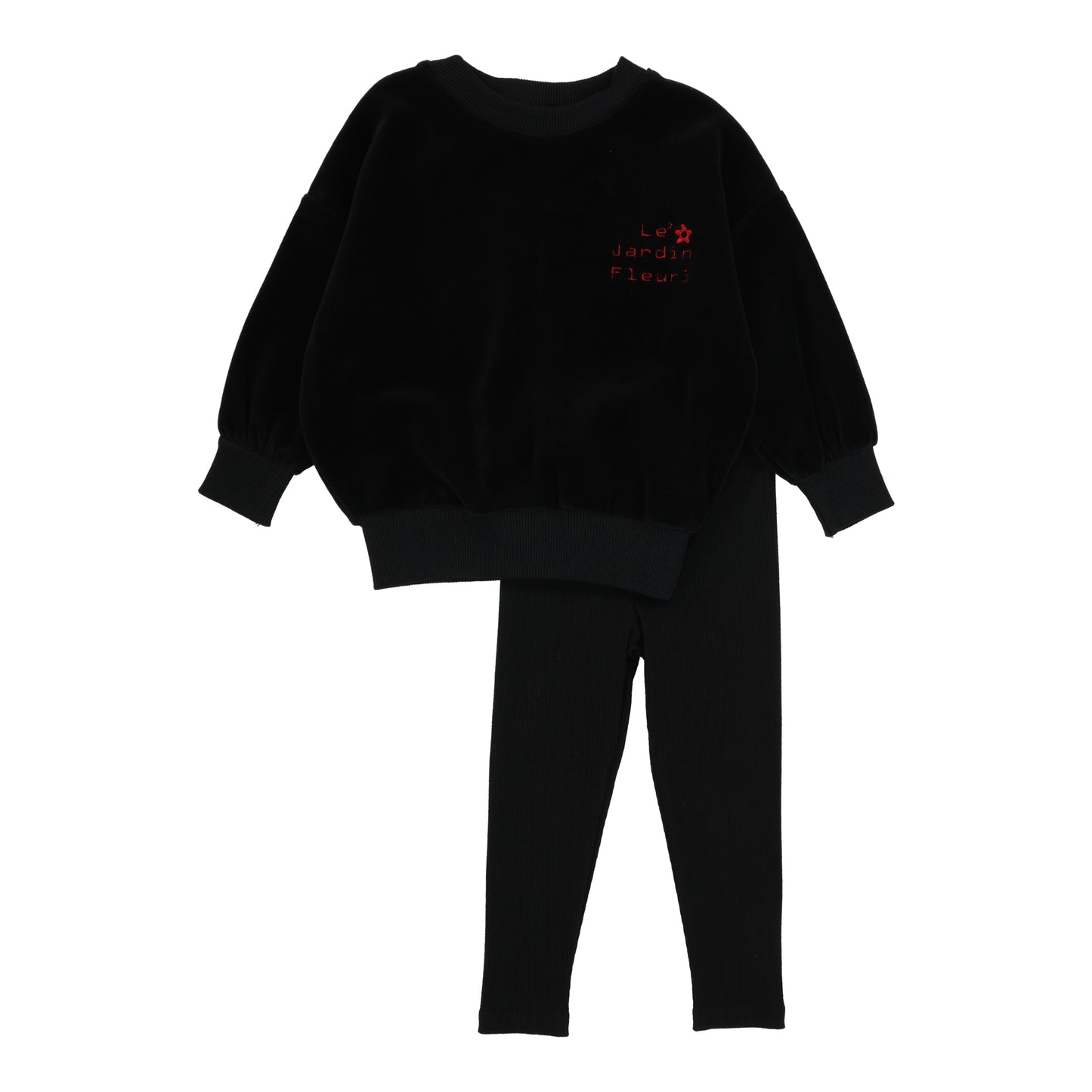 Girls Velour Sweatshirt Set Black