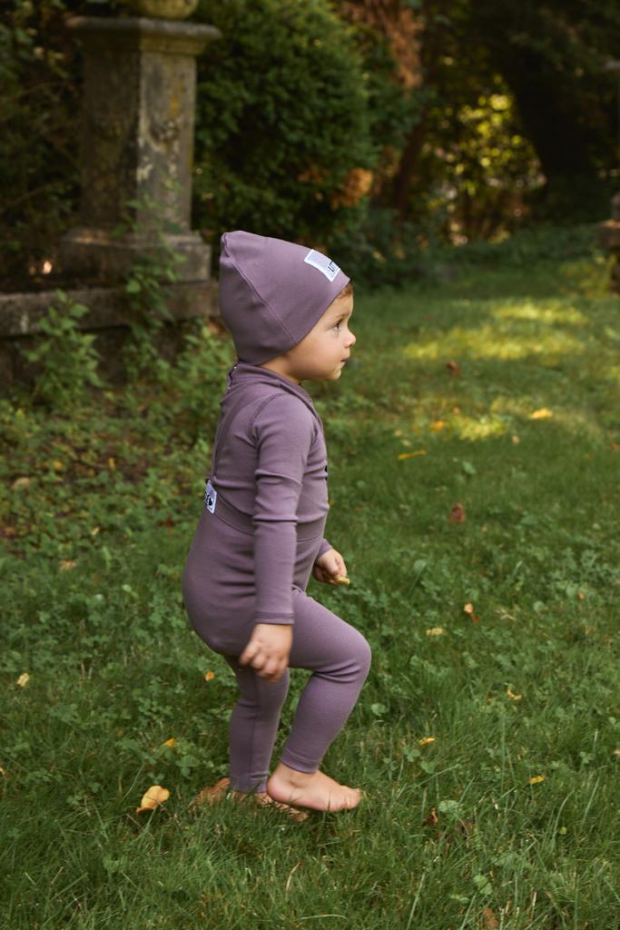 Lavender Ribbed Suspenders Set with turtleneck