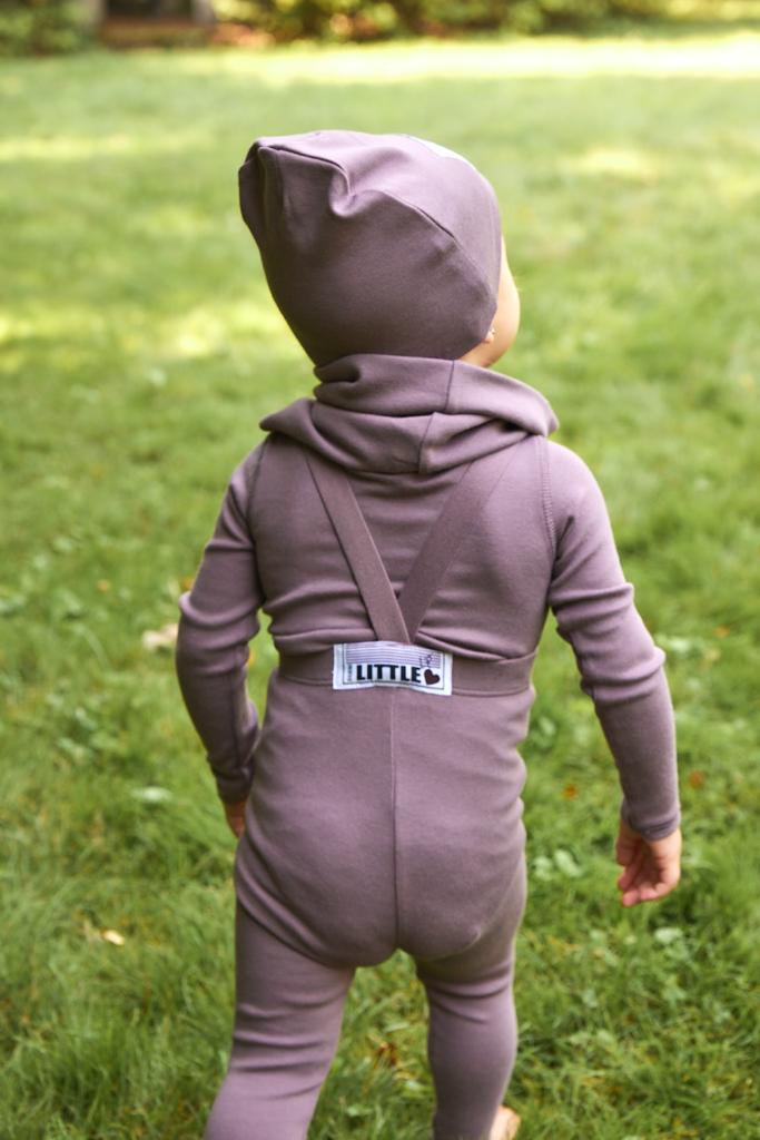 Lavender Ribbed Suspenders Set with turtleneck