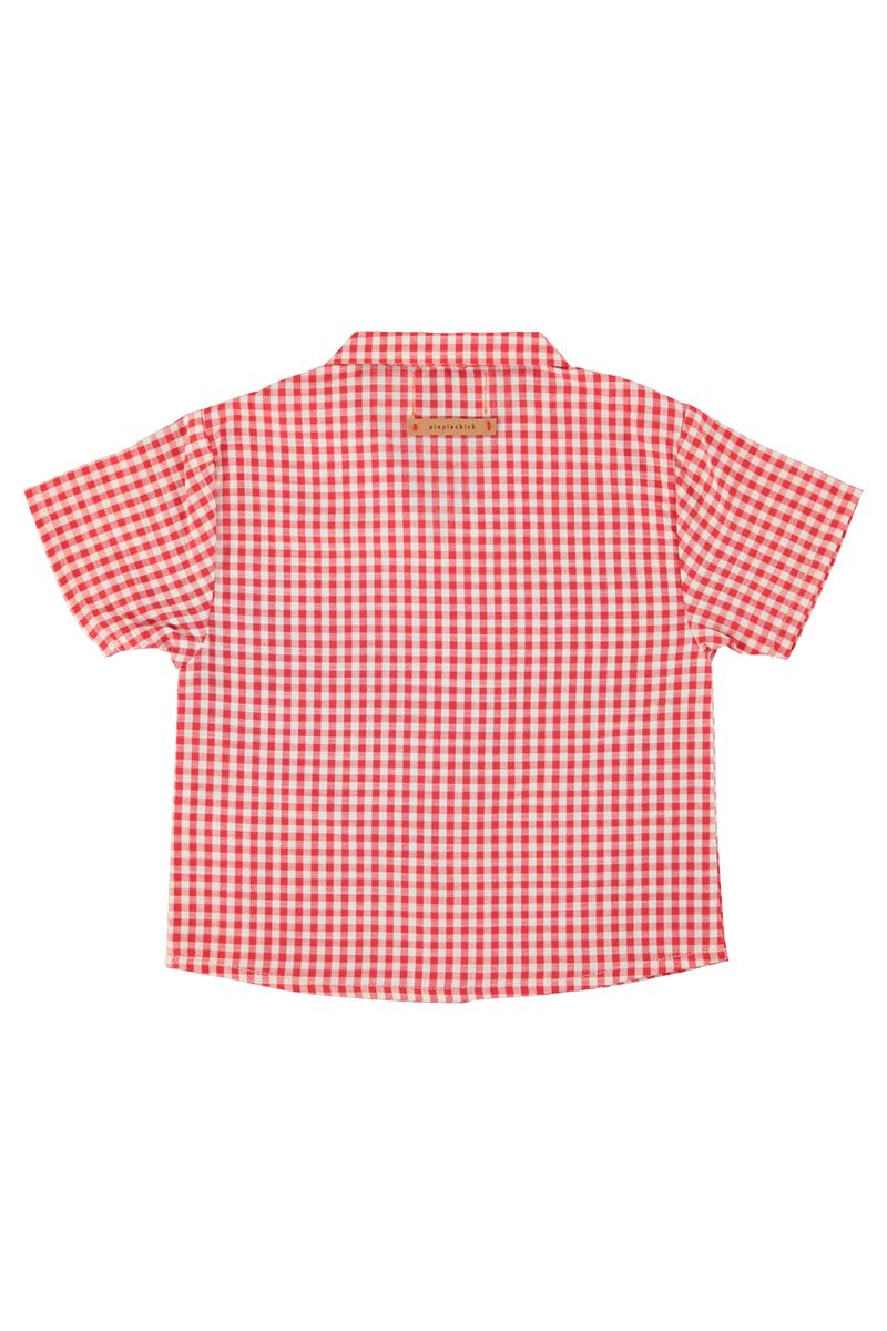 Red & Ecru Checkered Hawaiian Shirt