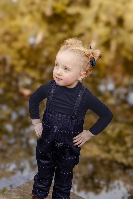 Denim Bow Overalls