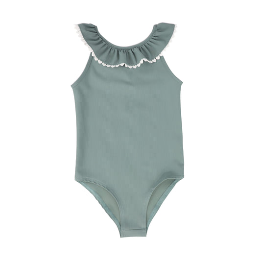 Ribbed Scallop Trim Bathing Suit