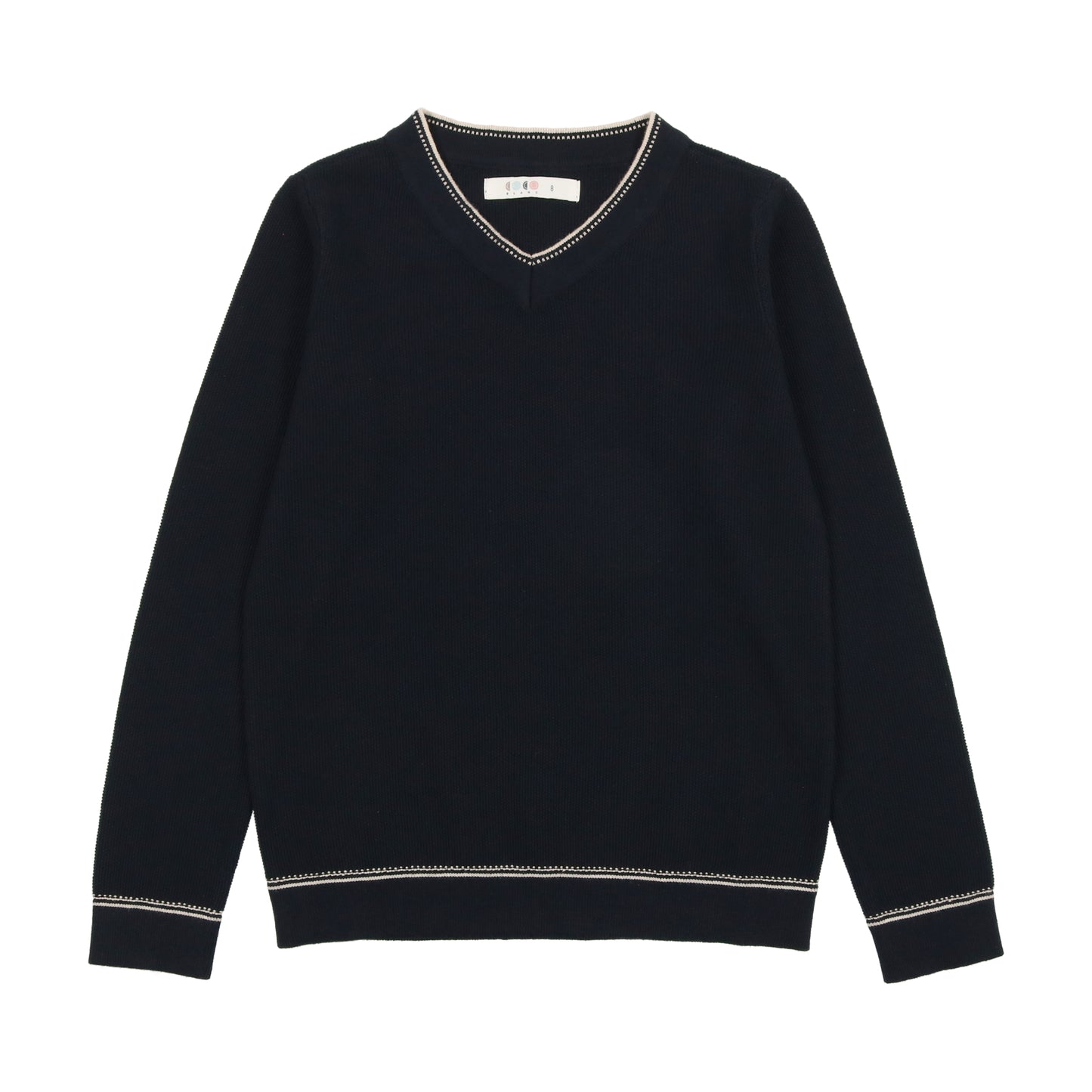 Knit Stitched V Sweater- Navy