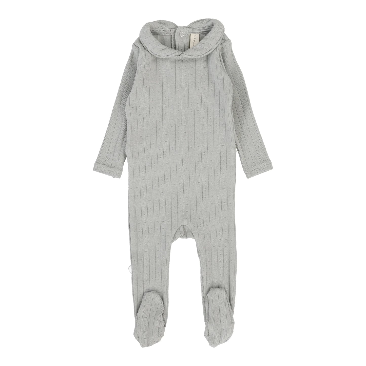 Fine Pointelle Collar Footie - Light Blue