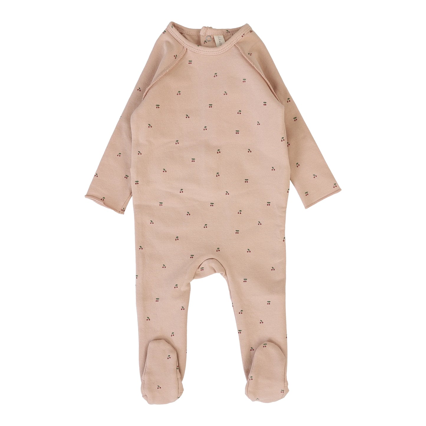 Cherry Print Footie Dusty Pink