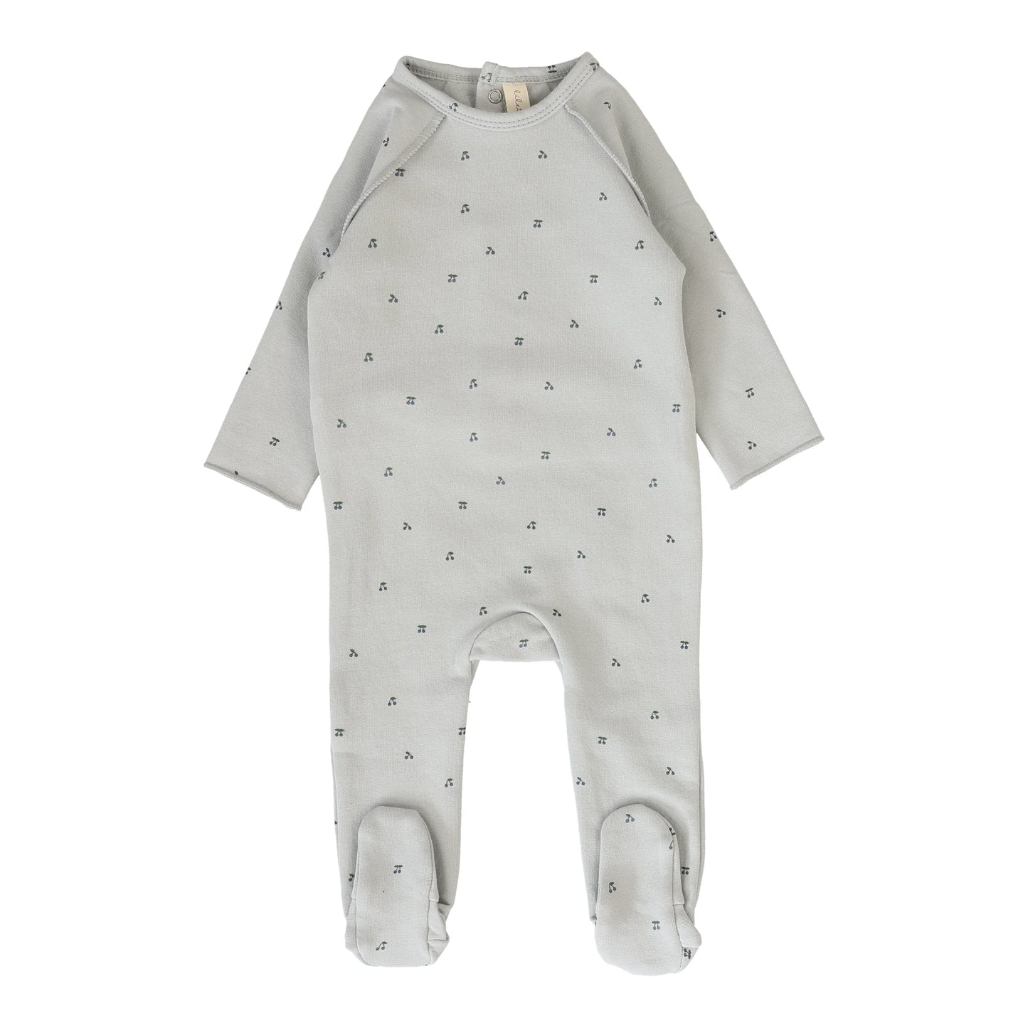Cherry Print Footie Pale Blue