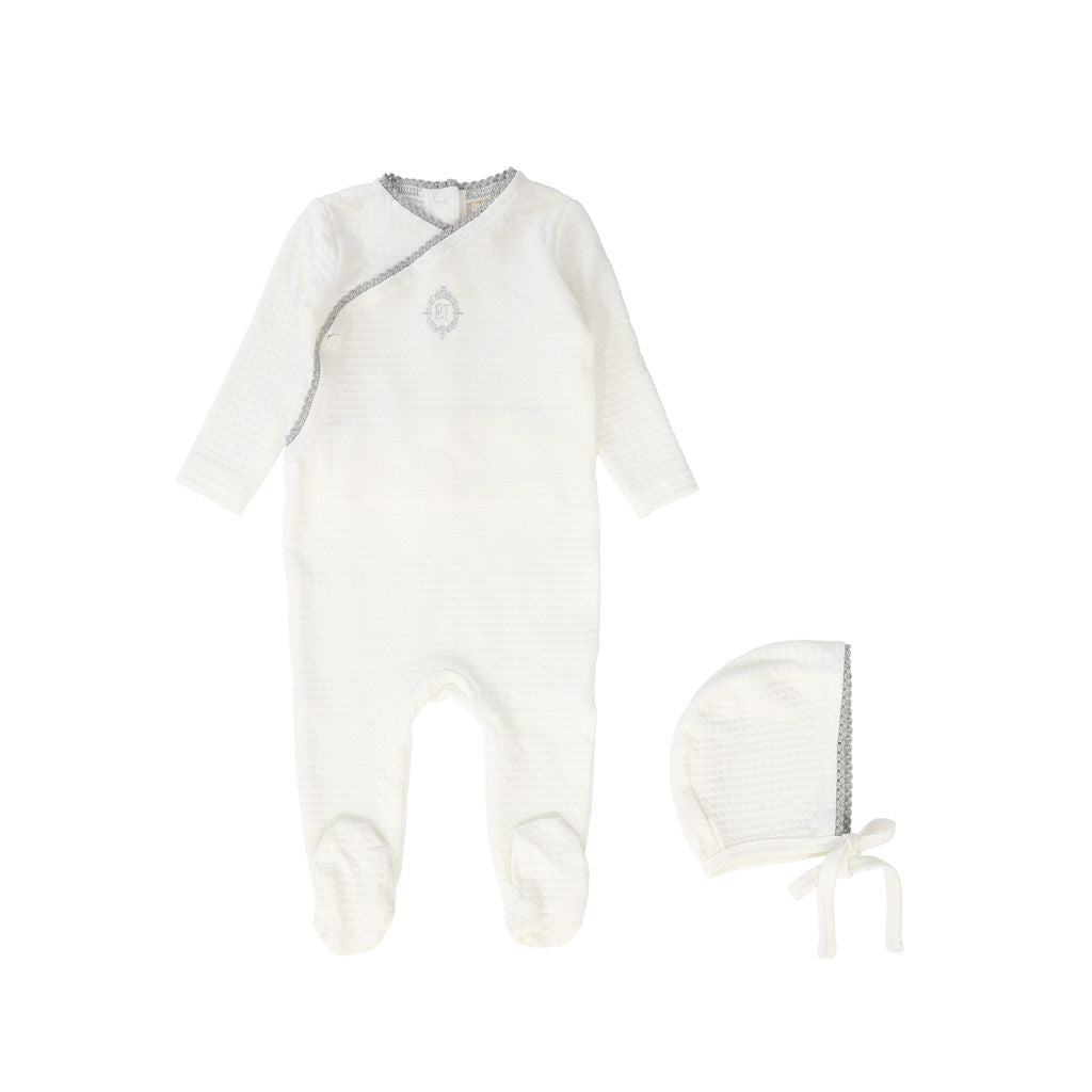 White/Blue Medallion Wrap Footie