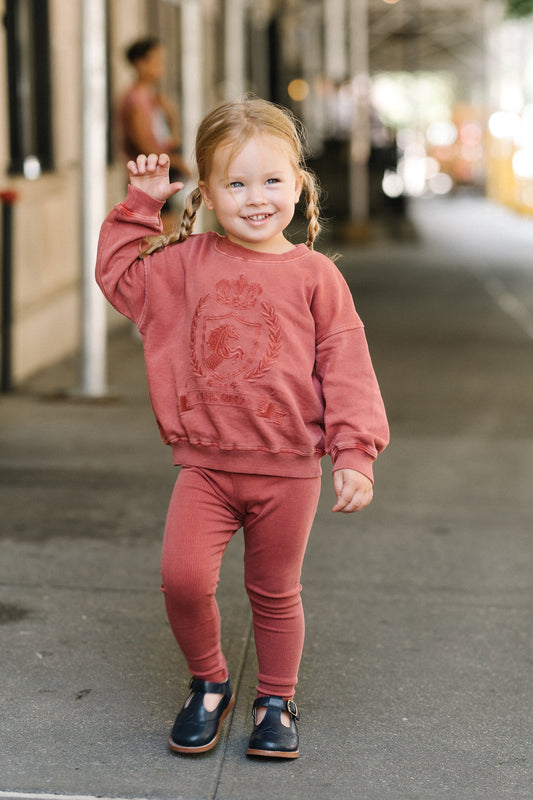 Emblem Sweatshirt Set- Mineral Red