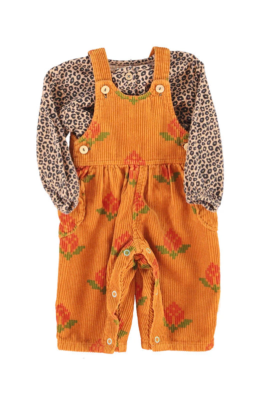 Baby Dungarees Camel with Big Flowers