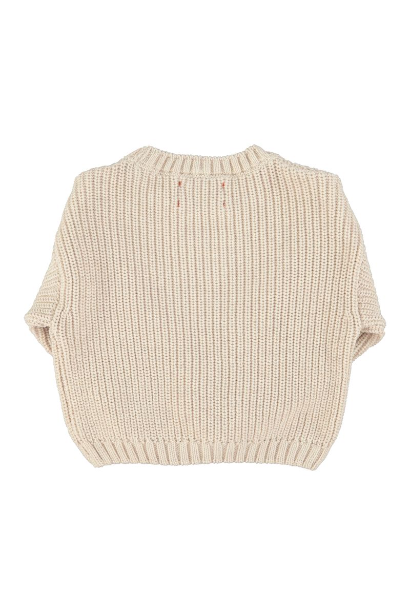 Knitted Sweater Ecru with Red Heart Print