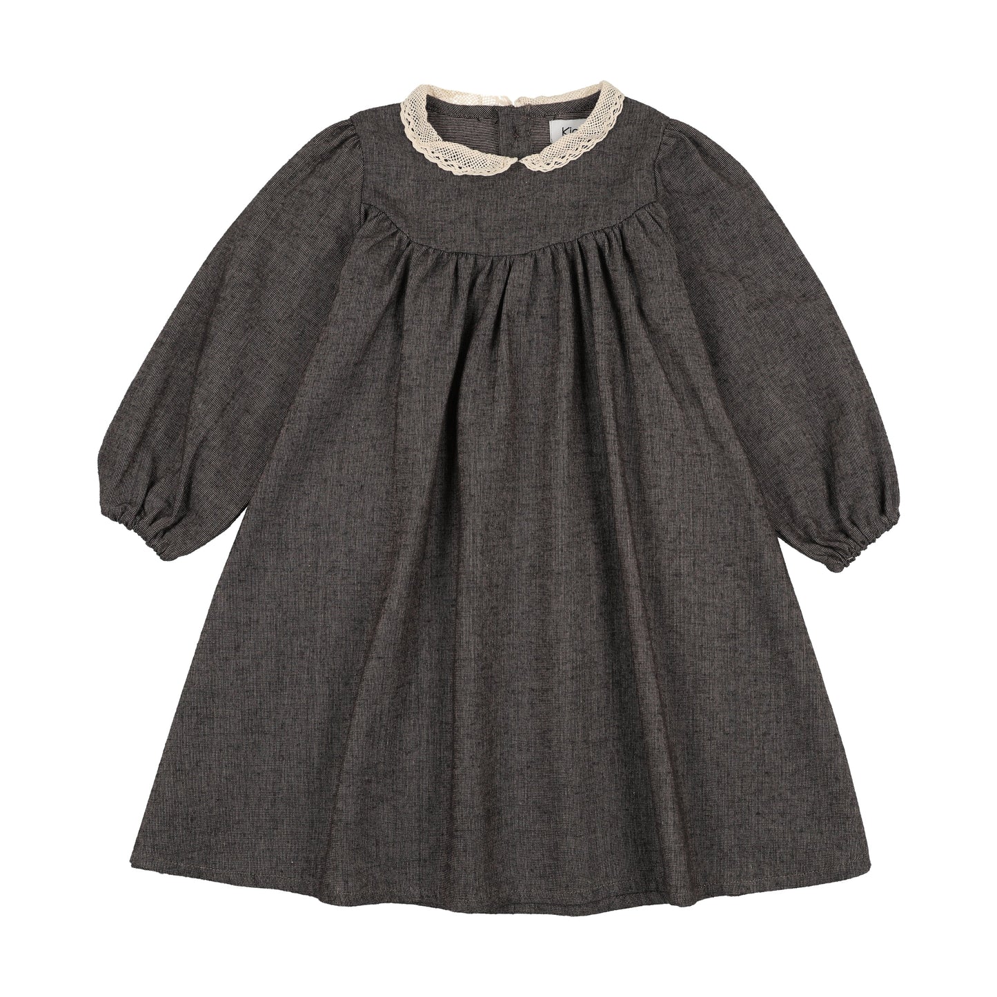 Lace Collar Shabbos Dress- Grey