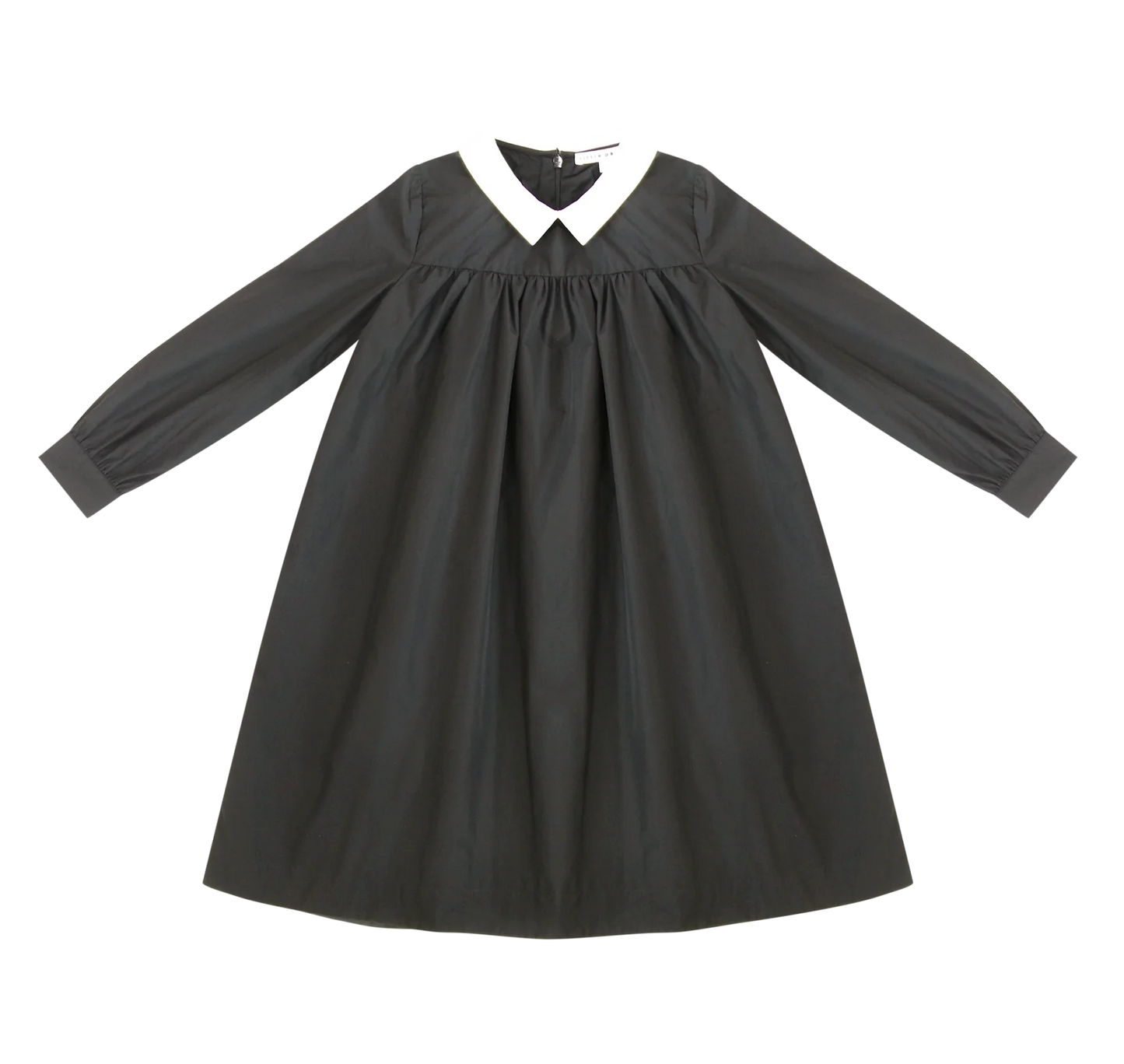 Collar Taffeta Dress- Black