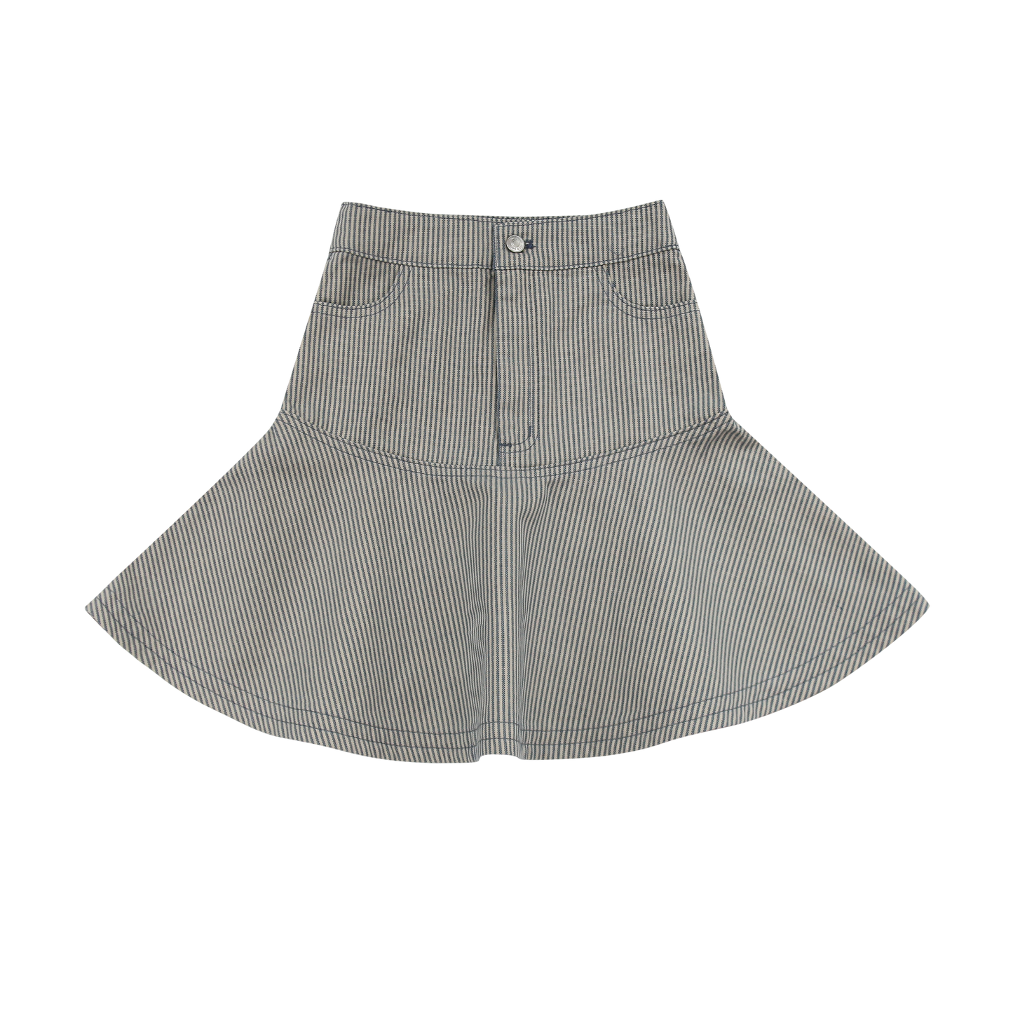 Striped Blue Denim Short Skirt