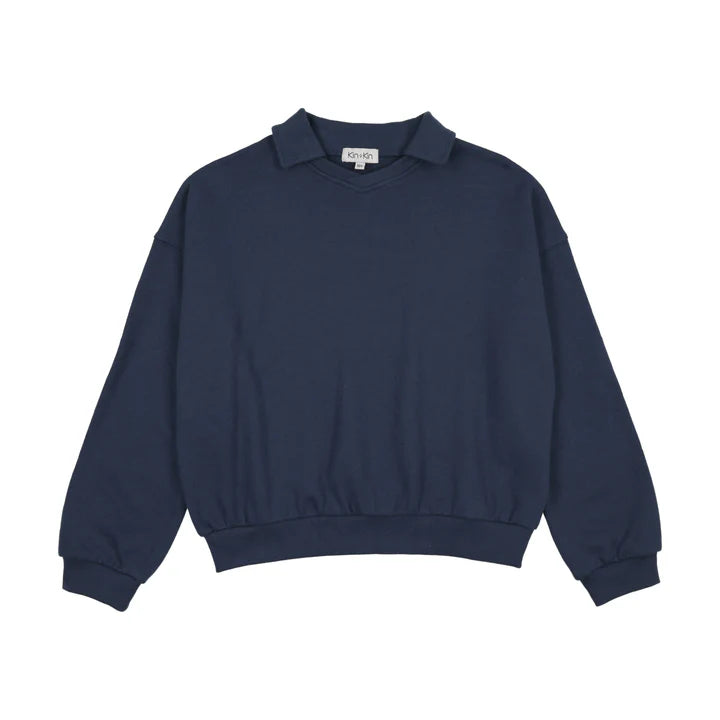 V-neck collared sweatshirt Midnight Blue