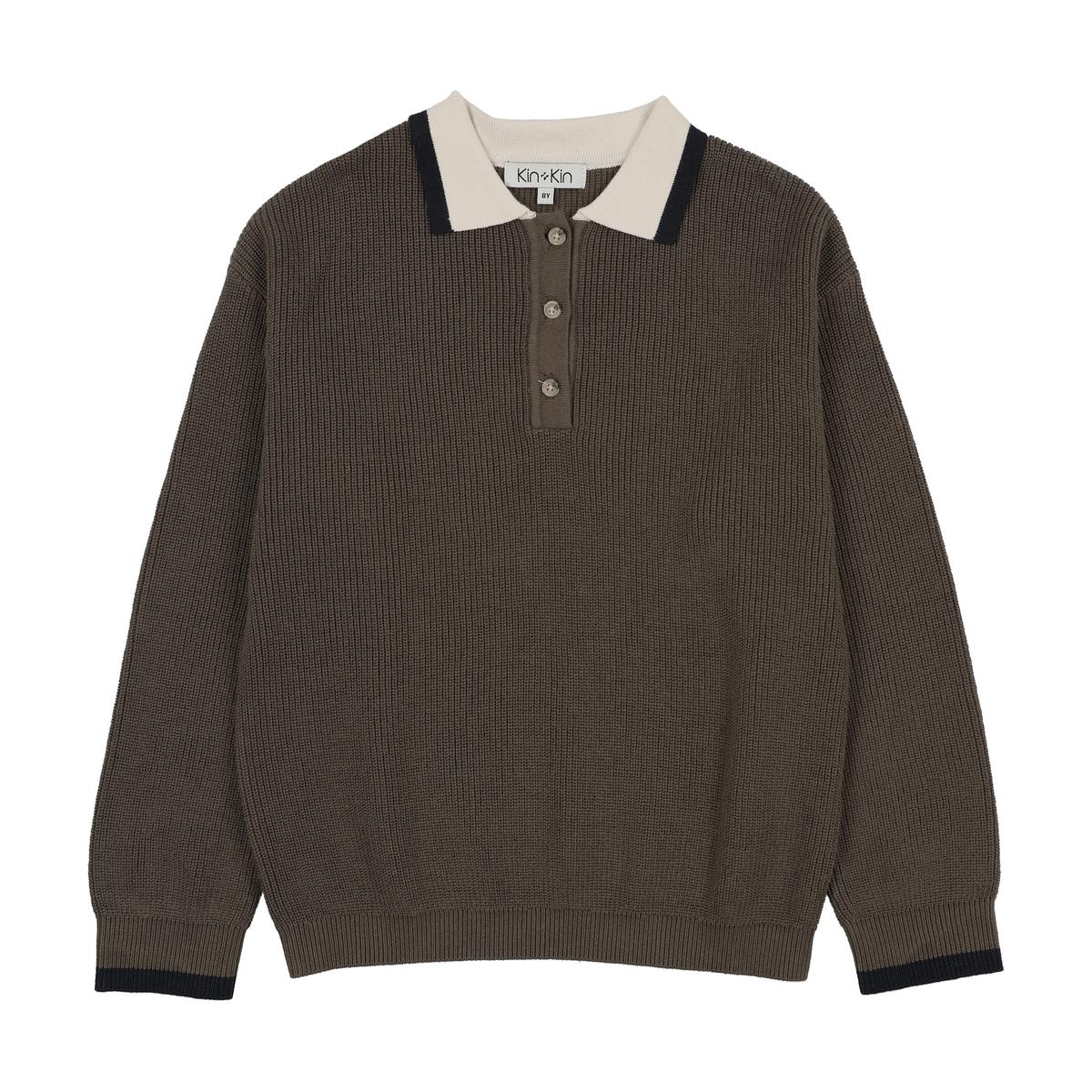 Knit Polo Sweater Green - Sand