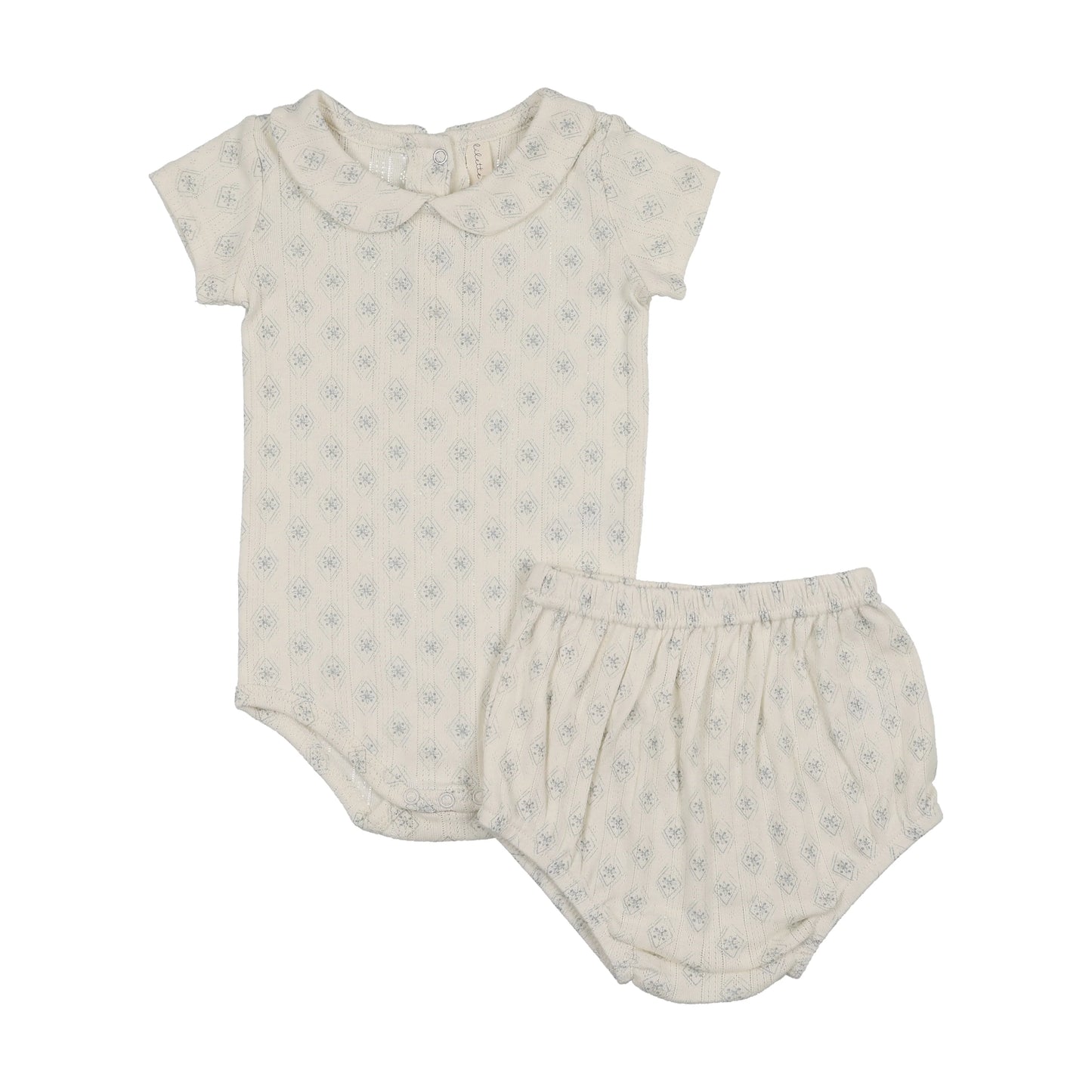 Geo Floral Two Piece Set - Cream/Blue