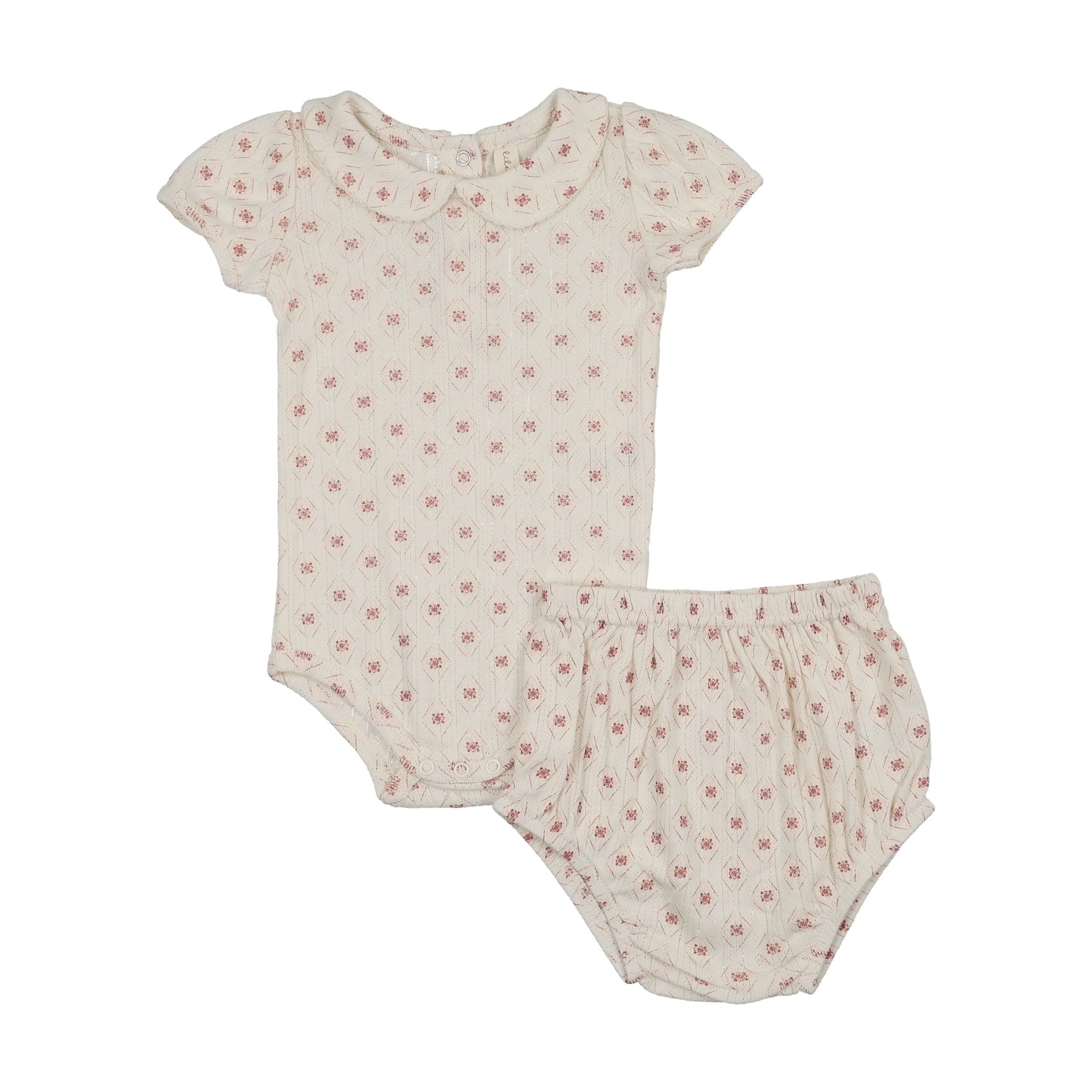 Geo Floral Two Piece Set - Cream/Pink