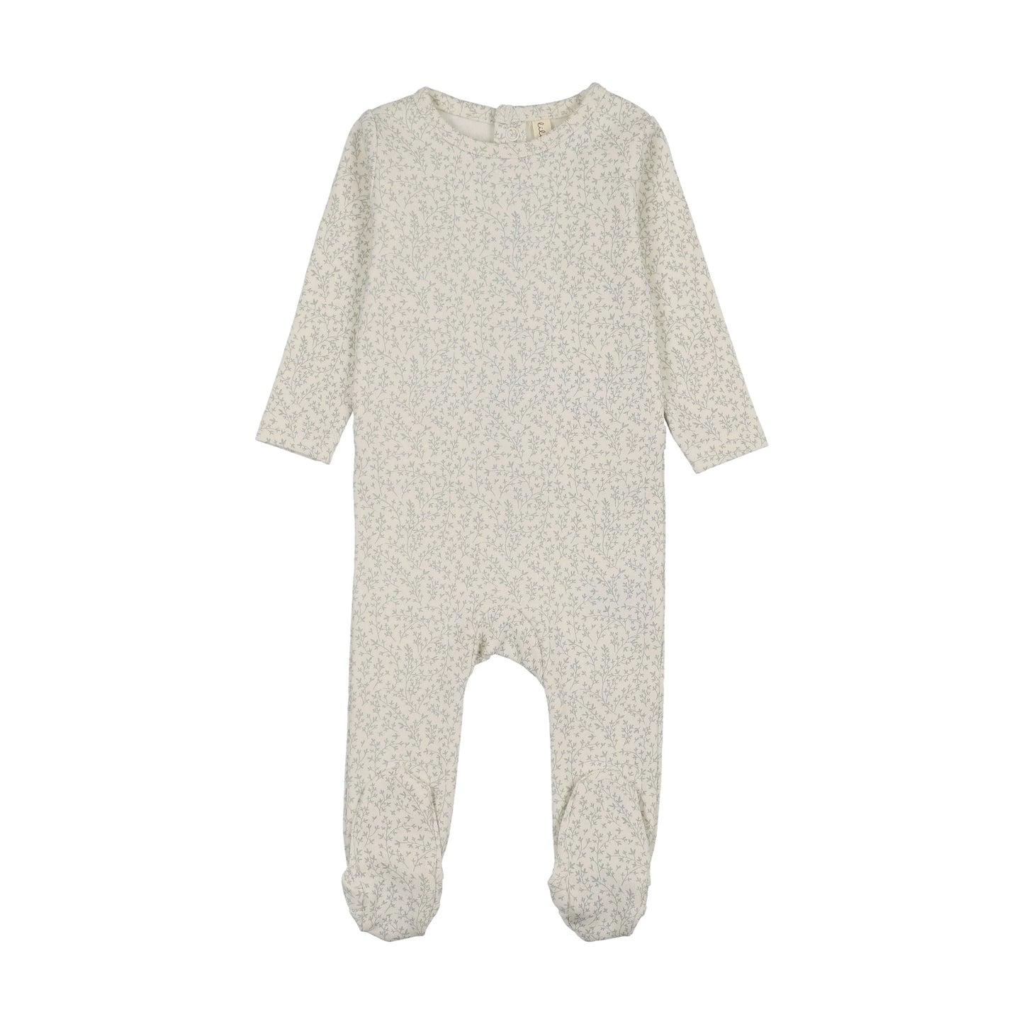 Leaf Trail Footie - Cream/Blue