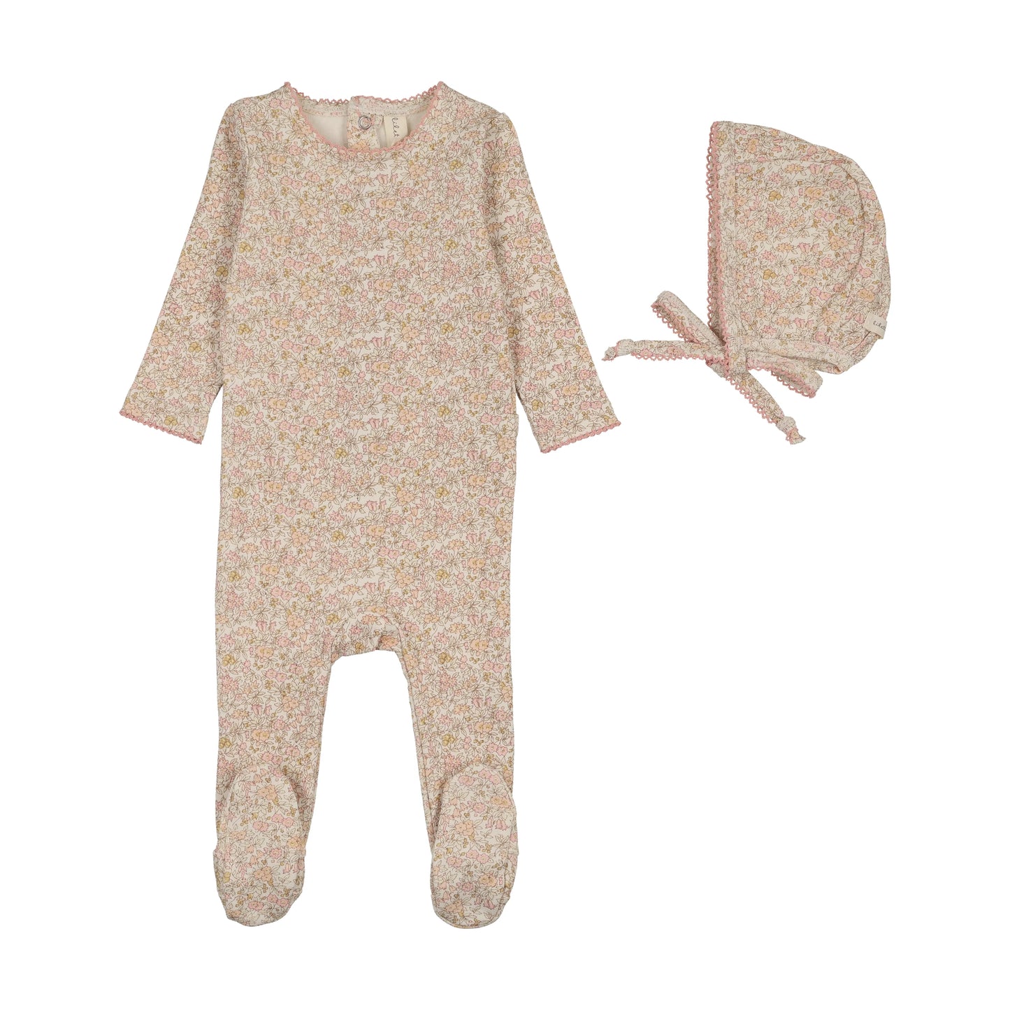 Liberty Floral Footie Set - Cream/Pink