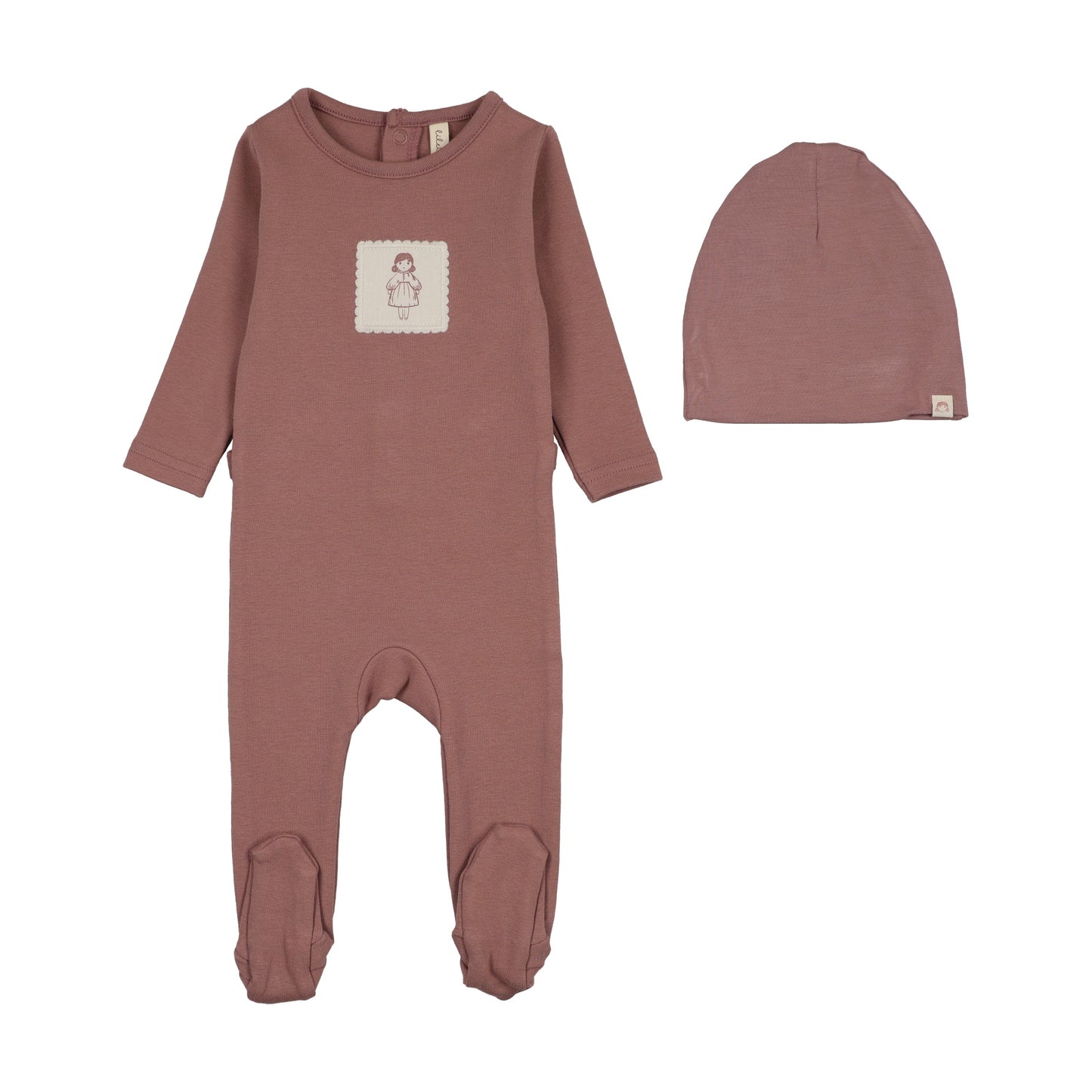 Graphic Tag Footie Set- Mauve