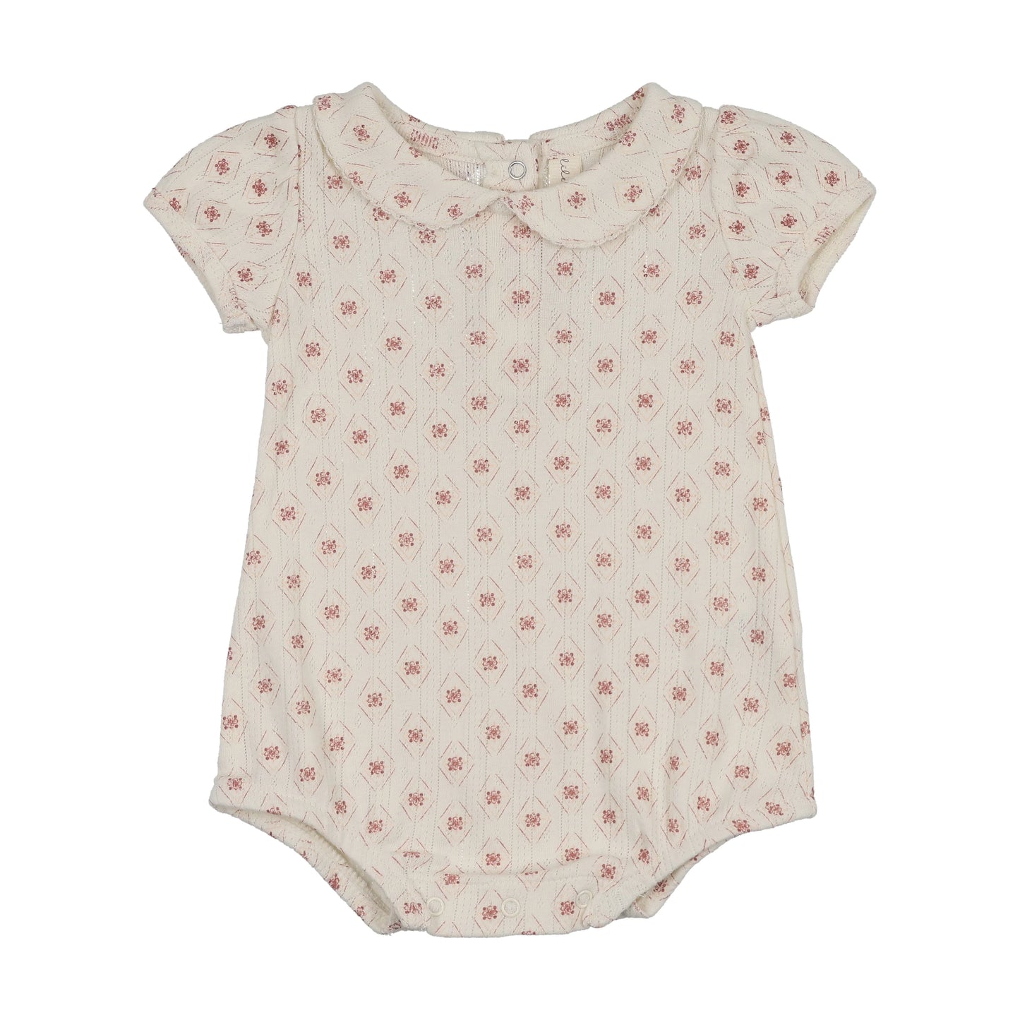 Geo Floral Print Onesie - Cream/Pink