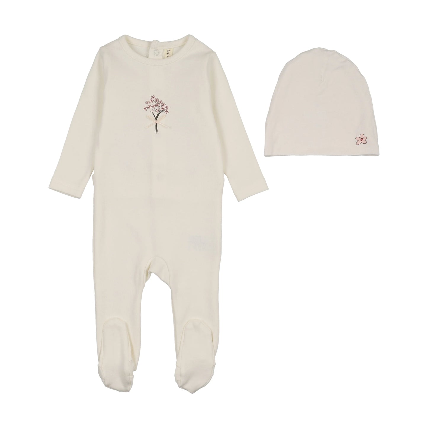 Bouquet Graphic Footie Set- Cream