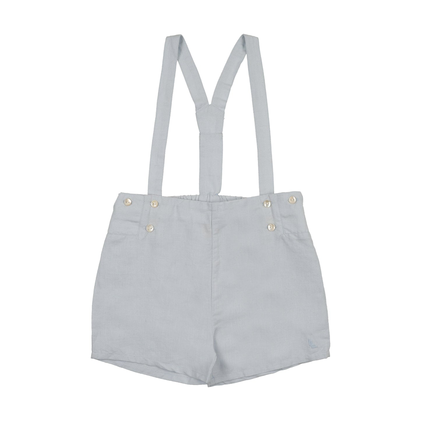 Linen Suspender Shorts- Clear Blue